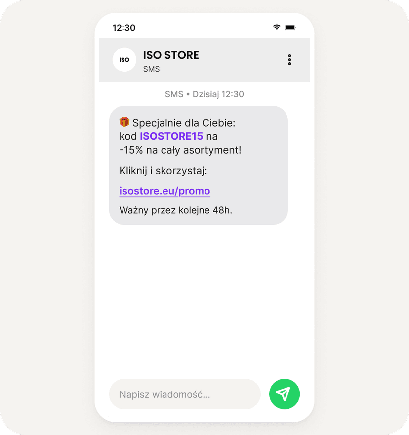 Przykład zapisu do komunikacji SMS