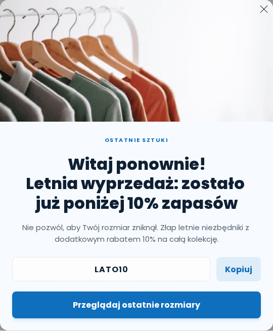 Podgląd kampanii: Popup powitalny: Ostatnie sztuki z Summer Clearance
