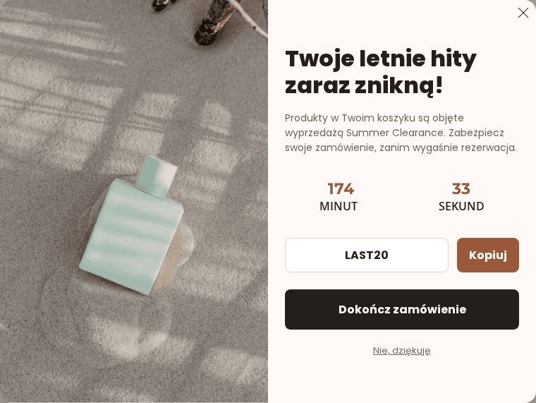Podgląd kampanii: Popup ratujący koszyk: Ostatnia szansa na Summer Clearance