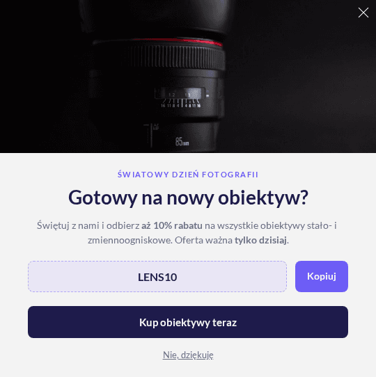 Podgląd kampanii: Rabat dla powracających na obiektywy