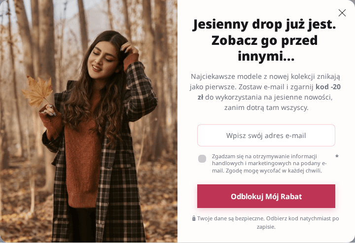 Podgląd kampanii: Jesienny reset: Powitalny popup z nową kolekcją