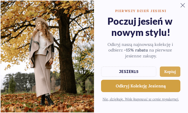 Podgląd kampanii: Jesienna premiera: Odkryj kolekcję i zyskaj -15%