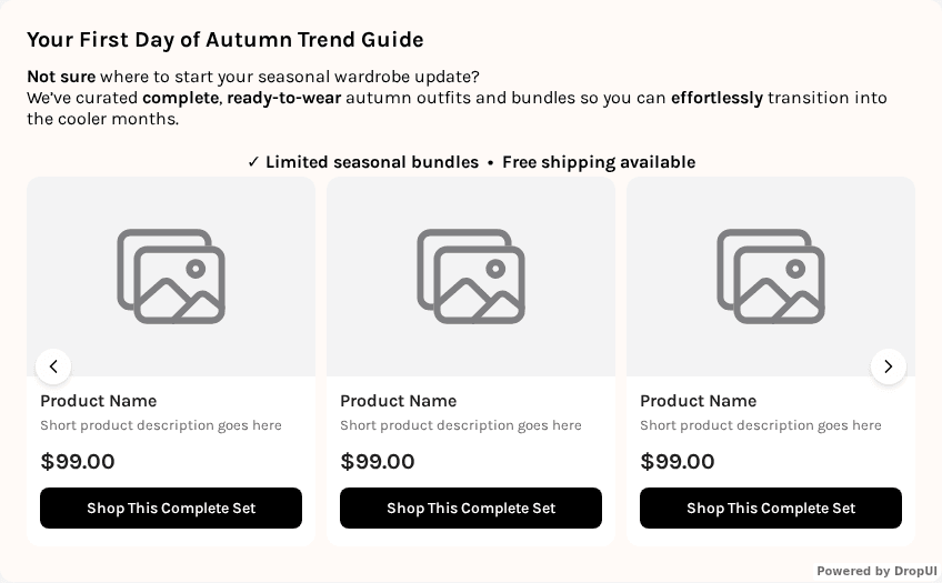 Campaign preview: Your Autumn Trend Guide - On-site Embed Section
