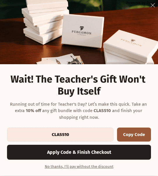 Campaign preview: Teacher's Day Exit Intent Reminder
