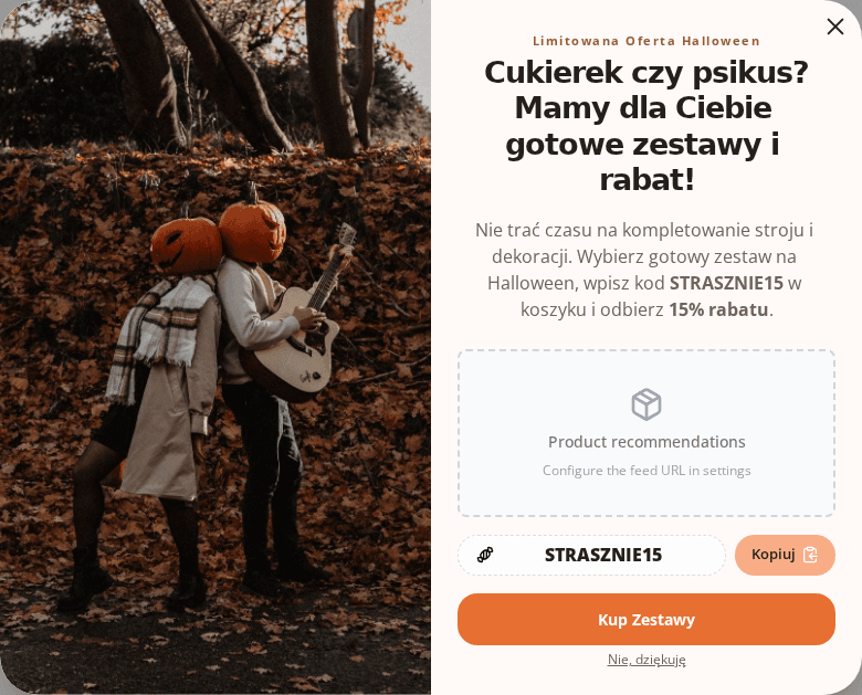 Podgląd kampanii: Wyskakujące okienko Halloween: Gotowe zestawy i kod -15%