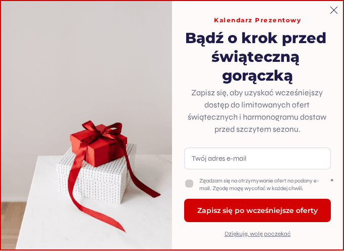 Podgląd kampanii: Zapisz się na wczesny dostęp: Start sezonu prezentowego