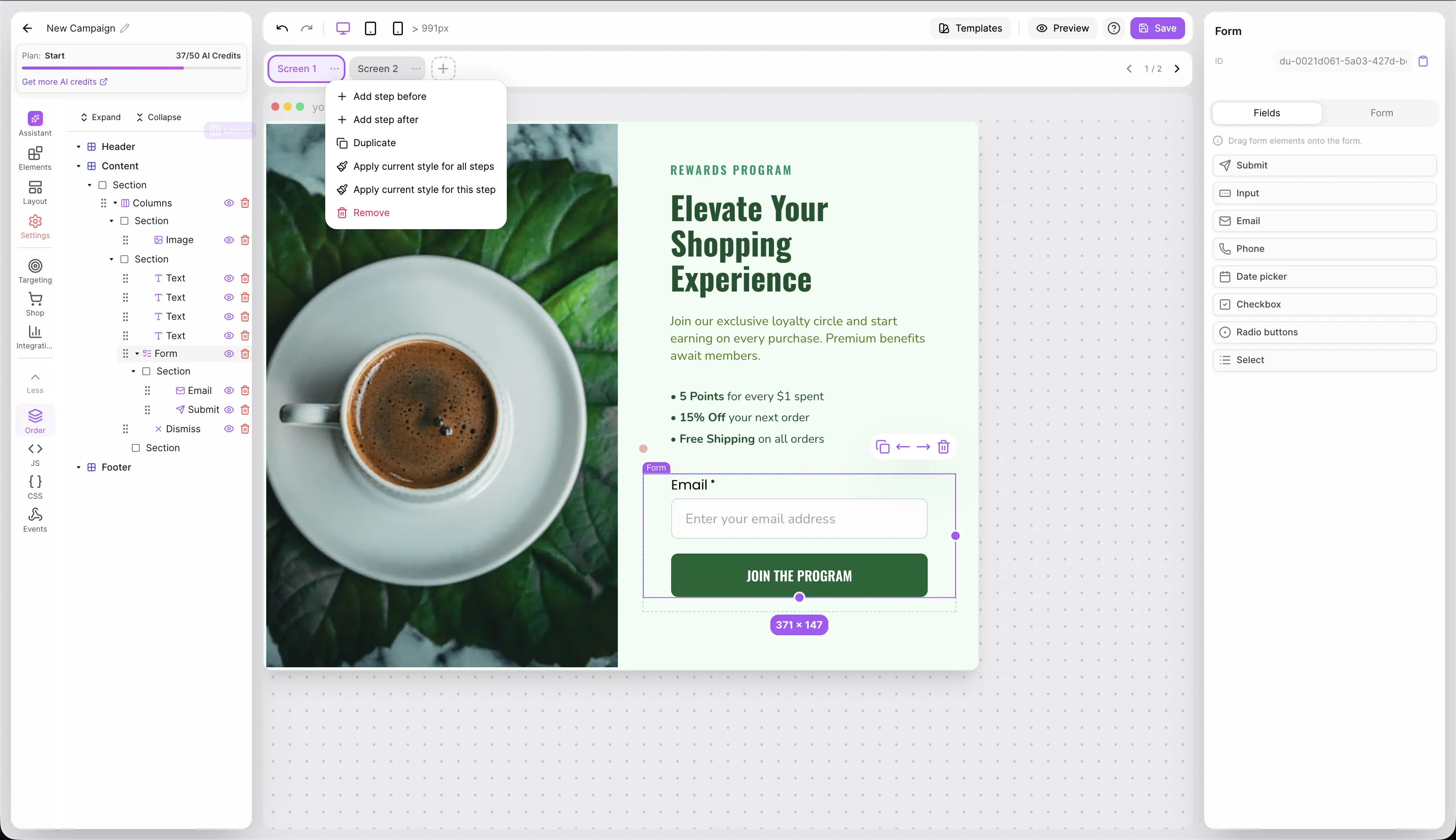 Builder - campaign creation 3