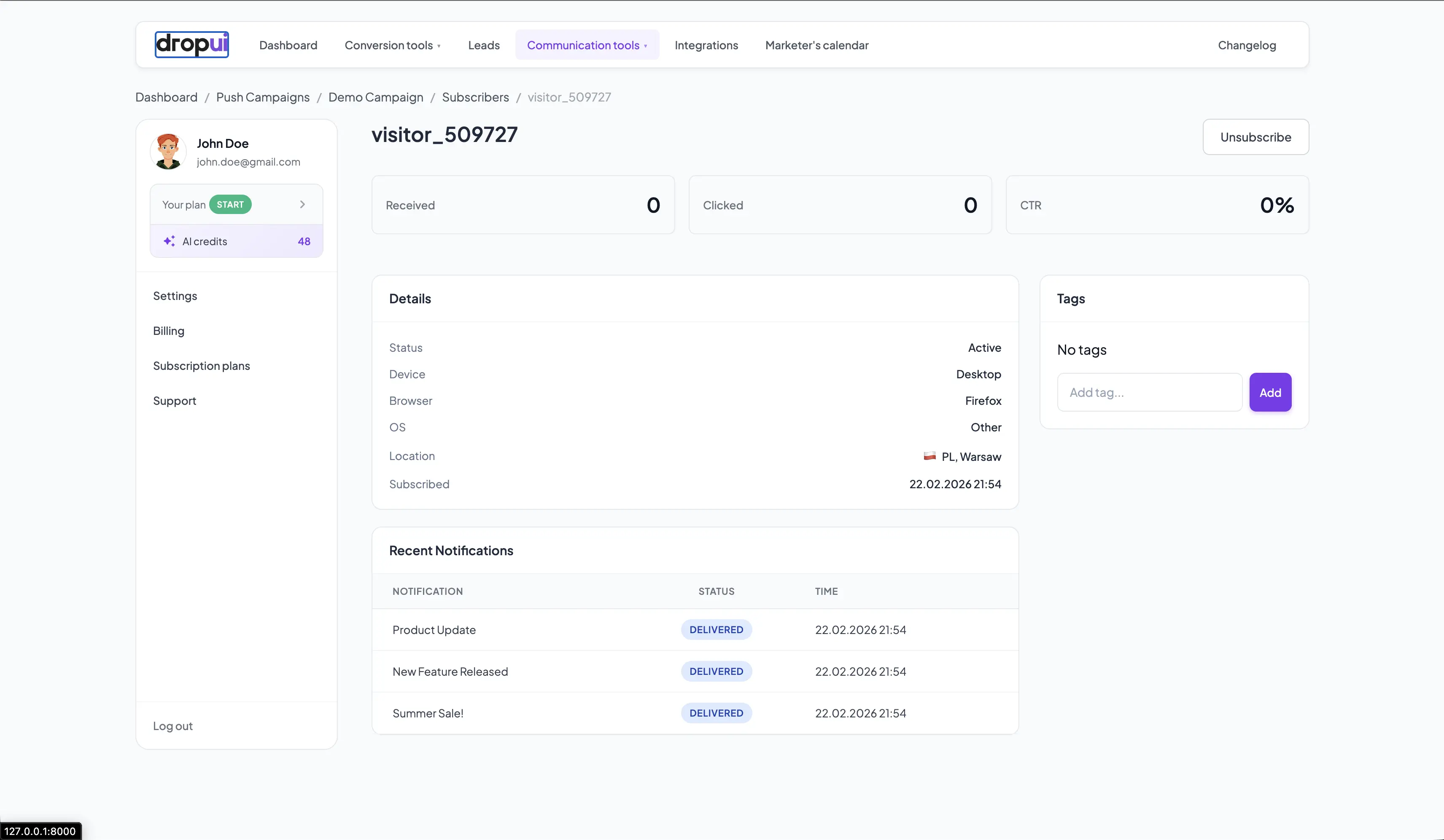 Collecting subscribers 7